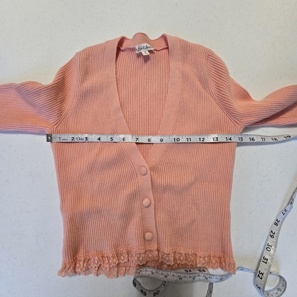 For Love And Lemons Nina Cardigan Peach Pink Women's Medium Lace - Picture 7 of 12